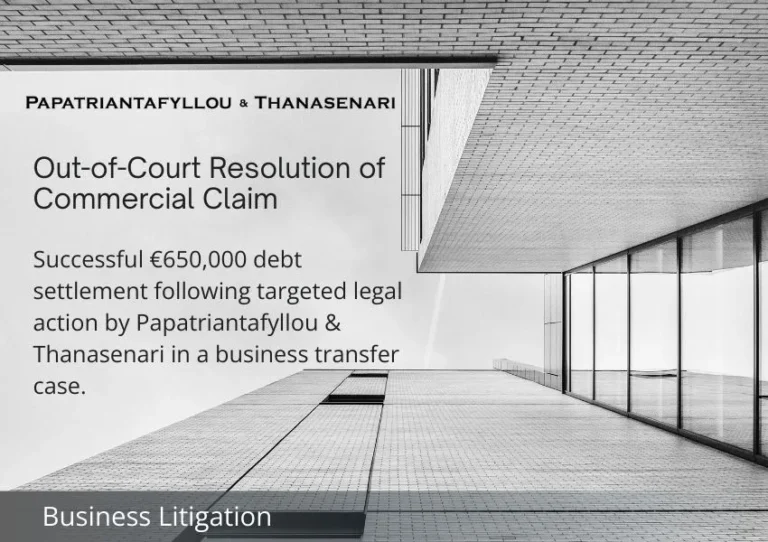 Successful €650,000 business debt settlement in Greece by Papatriantafyllou & Thanasenari law firm